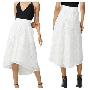 Rachel Roy Collection Skirt Eyelet Lace Circle High Low Midi Cotton White